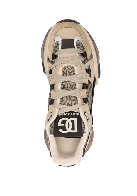 Sneakers basse Airmaster in pelle di vitello beige e nera DOLCE & GABBANA | CS1984-AO057HKXCM